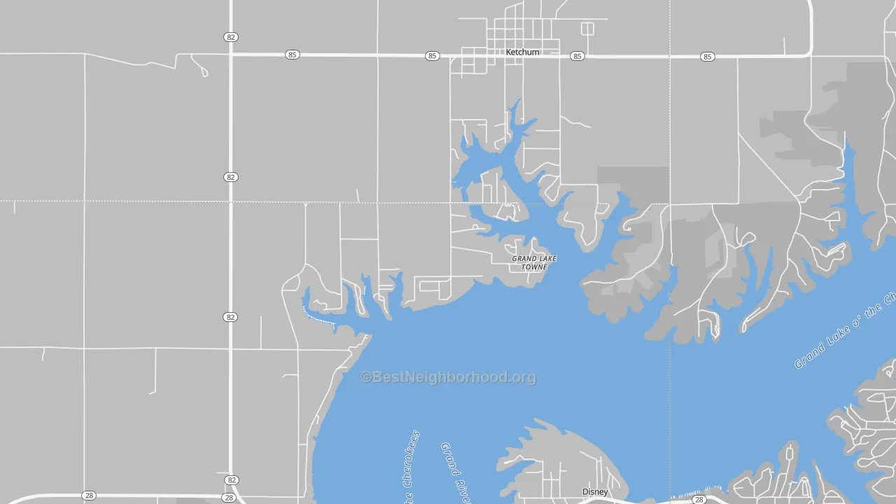 Transit Grade map of Grand Lake Towne, OK