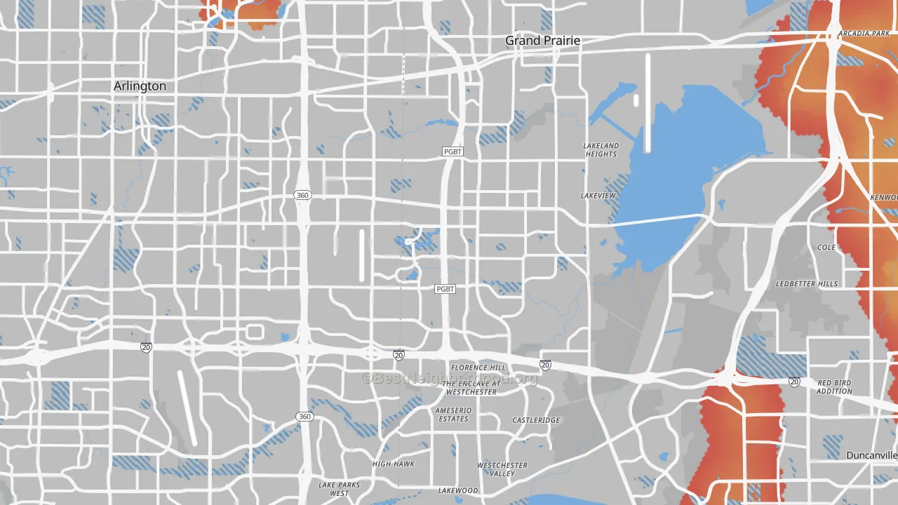 Transit Grade map of Grand Prairie, TX