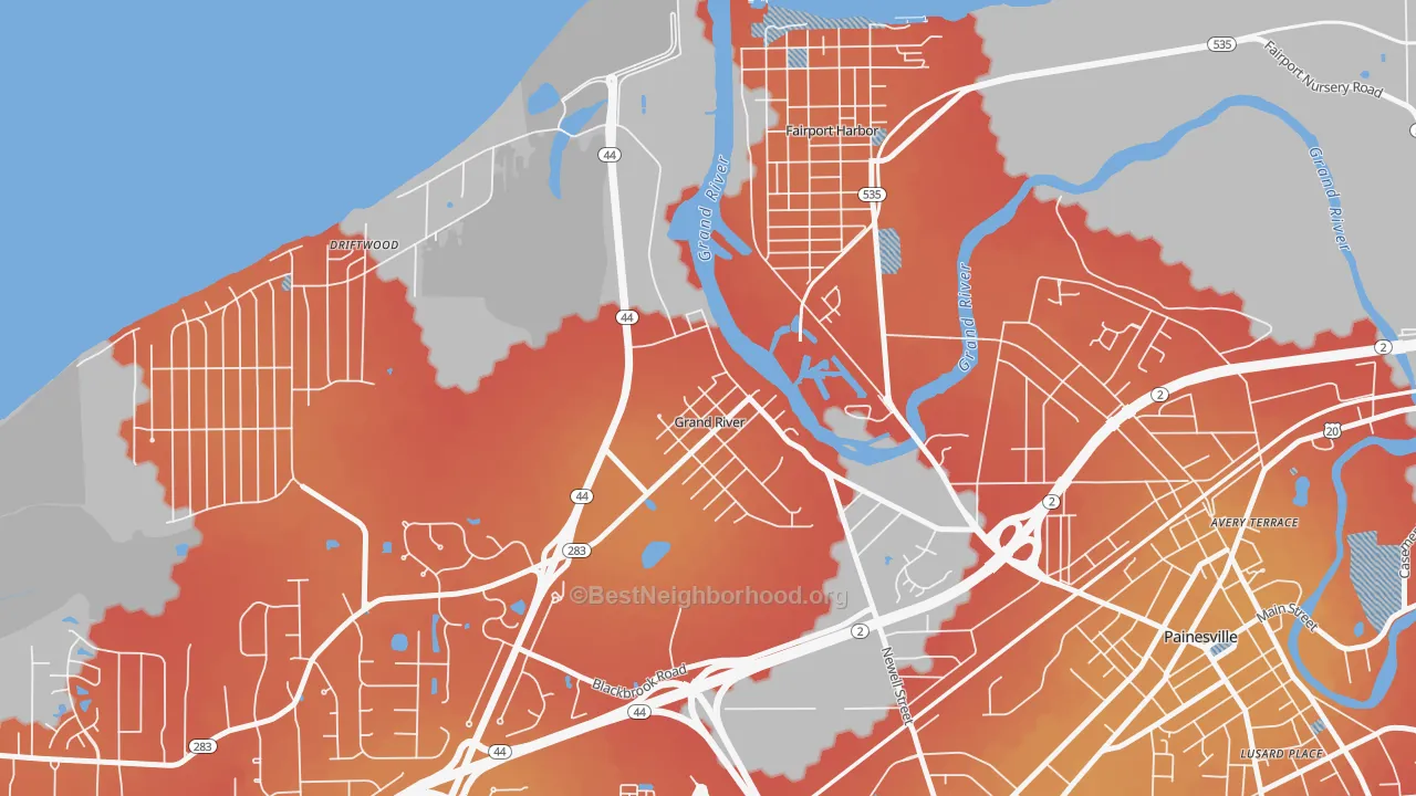 Transit Grade map of Grand River, OH
