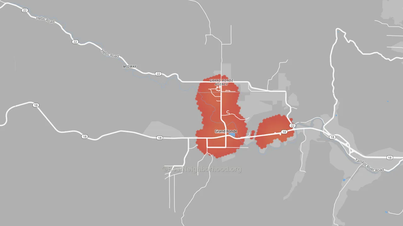 Transit Grade map of Grand Ronde, OR