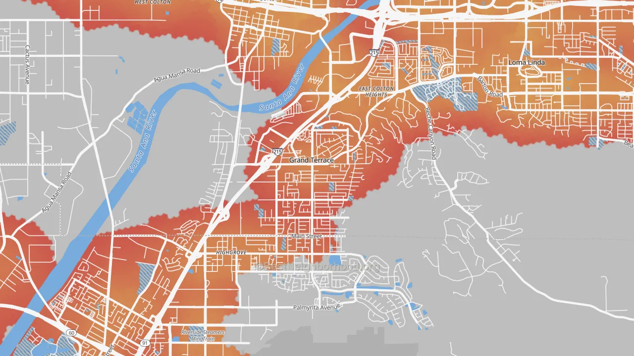 Transit Grade map of Grand Terrace, CA