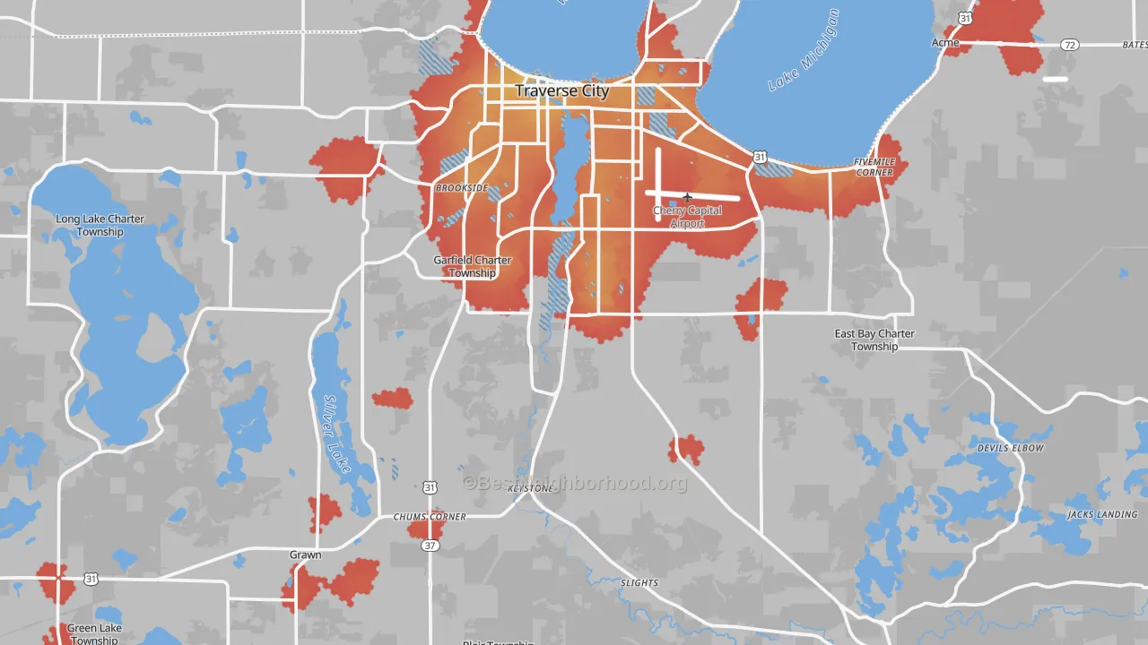 Transit Grade map of Grand Traverse County, MI