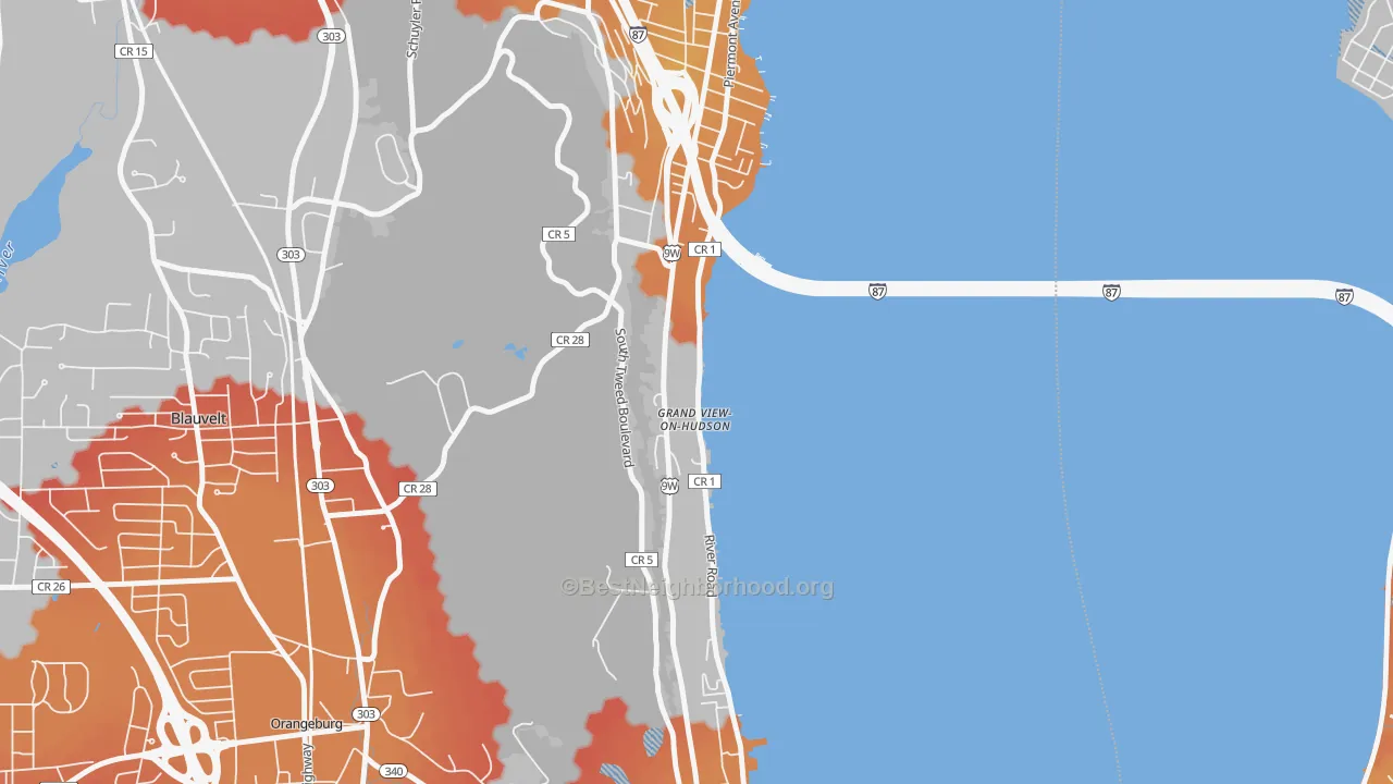 Transit Grade map of Grand View-on-Hudson, NY