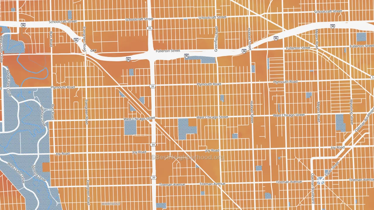 Transit Grade map of Grandale, Detroit, MI