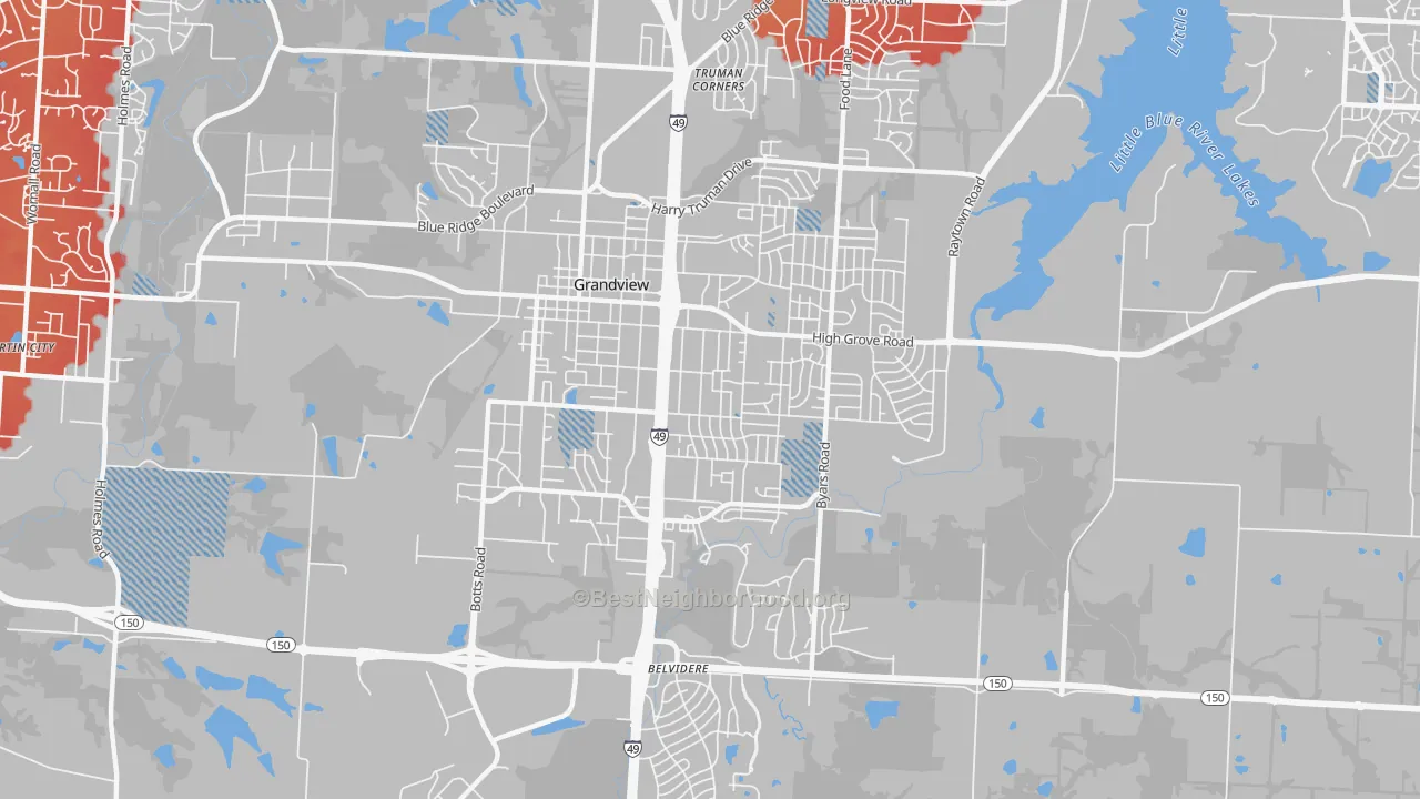 Transit Grade map of Grandview, MO