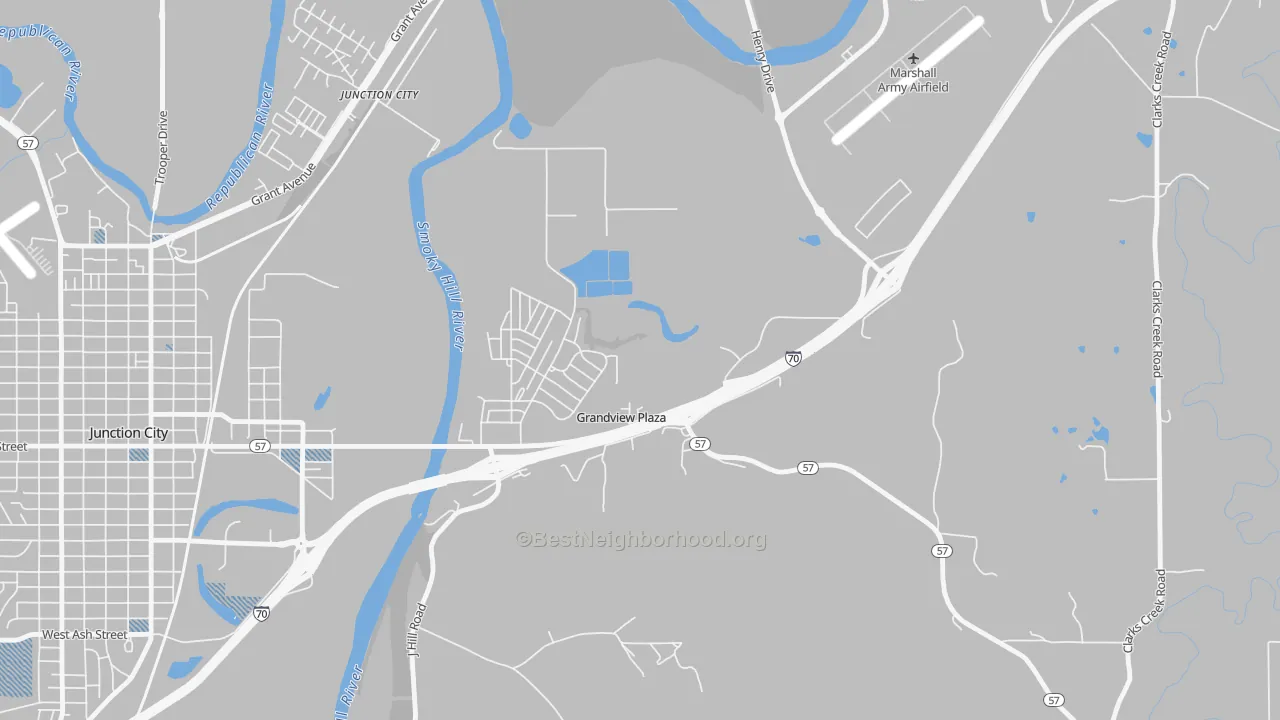Transit Grade map of Grandview Plaza, KS