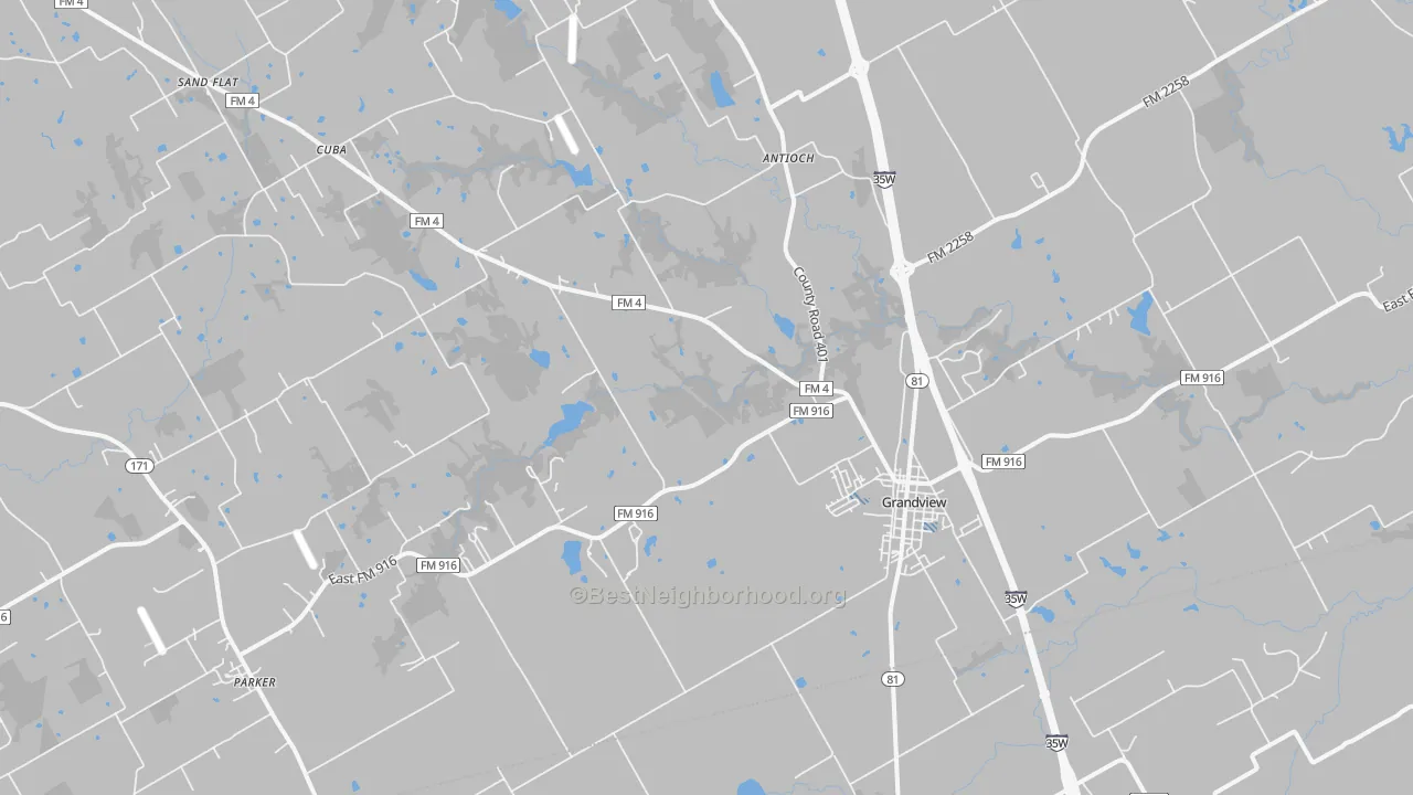 Transit Grade map of Grandview, TX