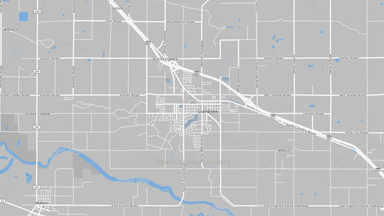 Transit Grade map of Grandview, WA