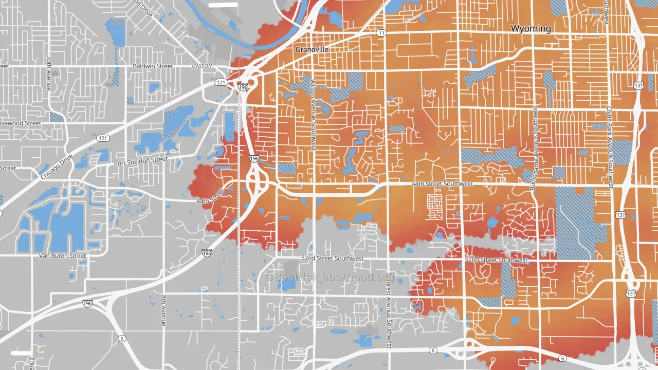 Transit Grade map of Grandville, MI