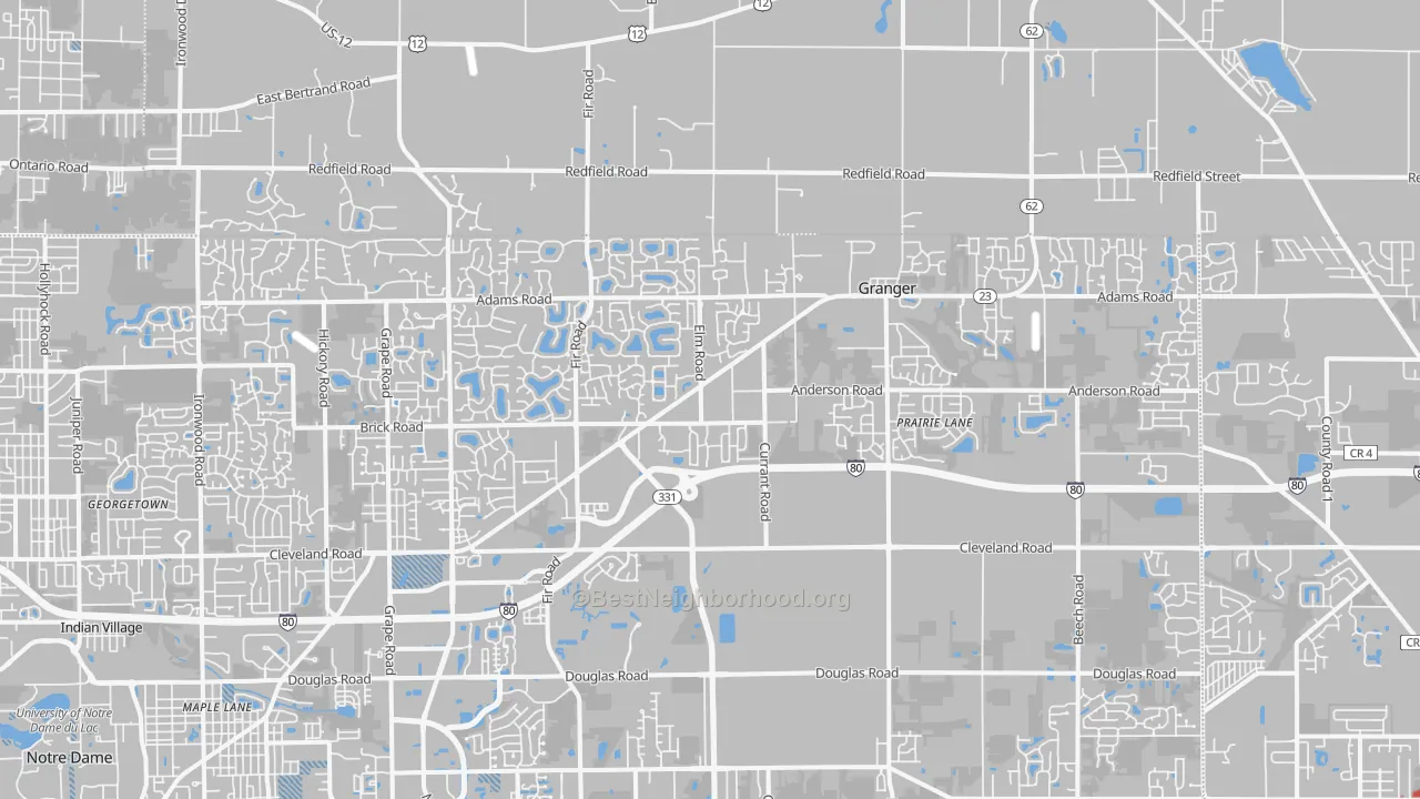 Transit Grade map of Granger, IN