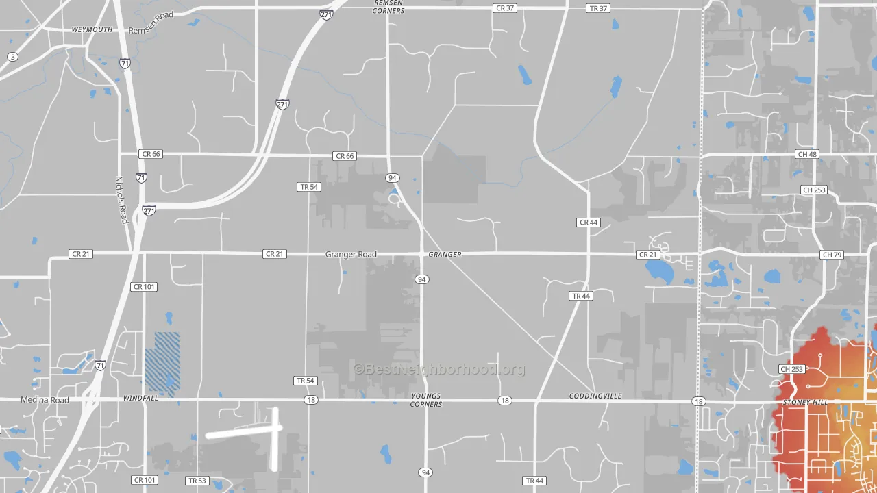Transit Grade map of Granger, OH