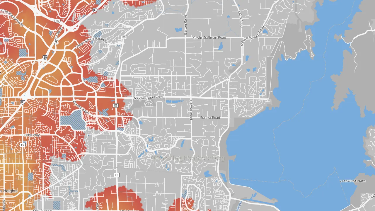 Transit Grade map of Granite Bay, CA