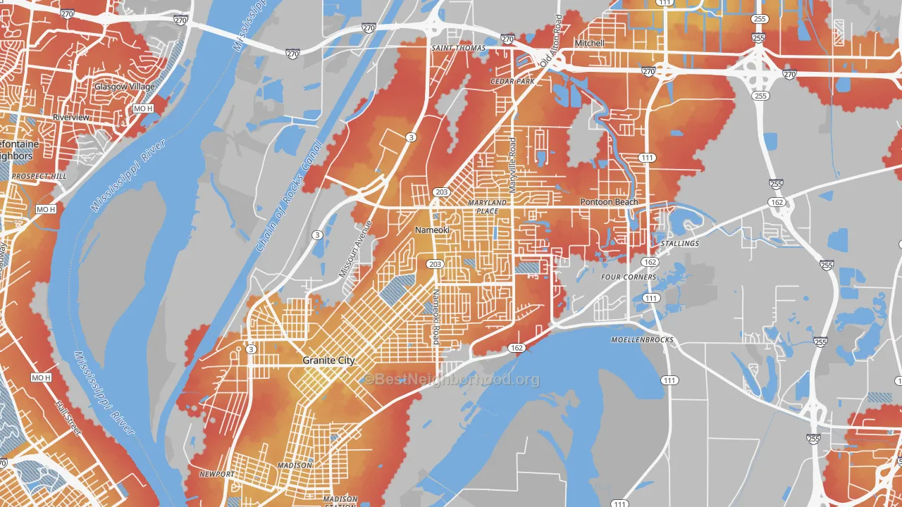 Transit Grade map of Granite City, IL