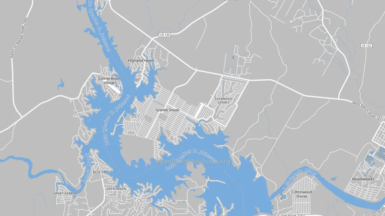 Transit Grade map of Granite Shoals, TX