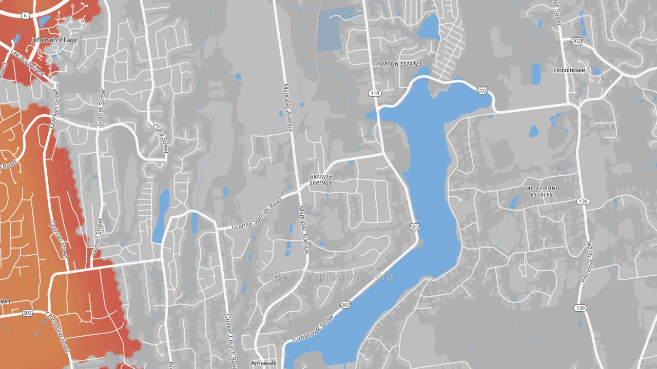 Transit Grade map of Granite Springs, NY