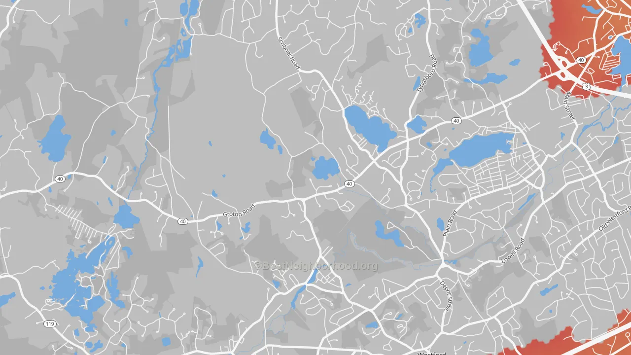 Transit Grade map of Graniteville, MA
