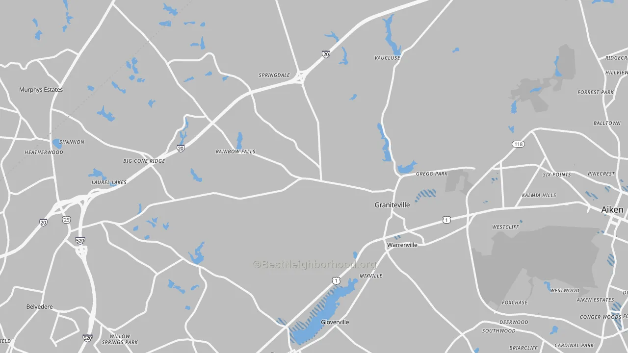Transit Grade map of Graniteville, SC