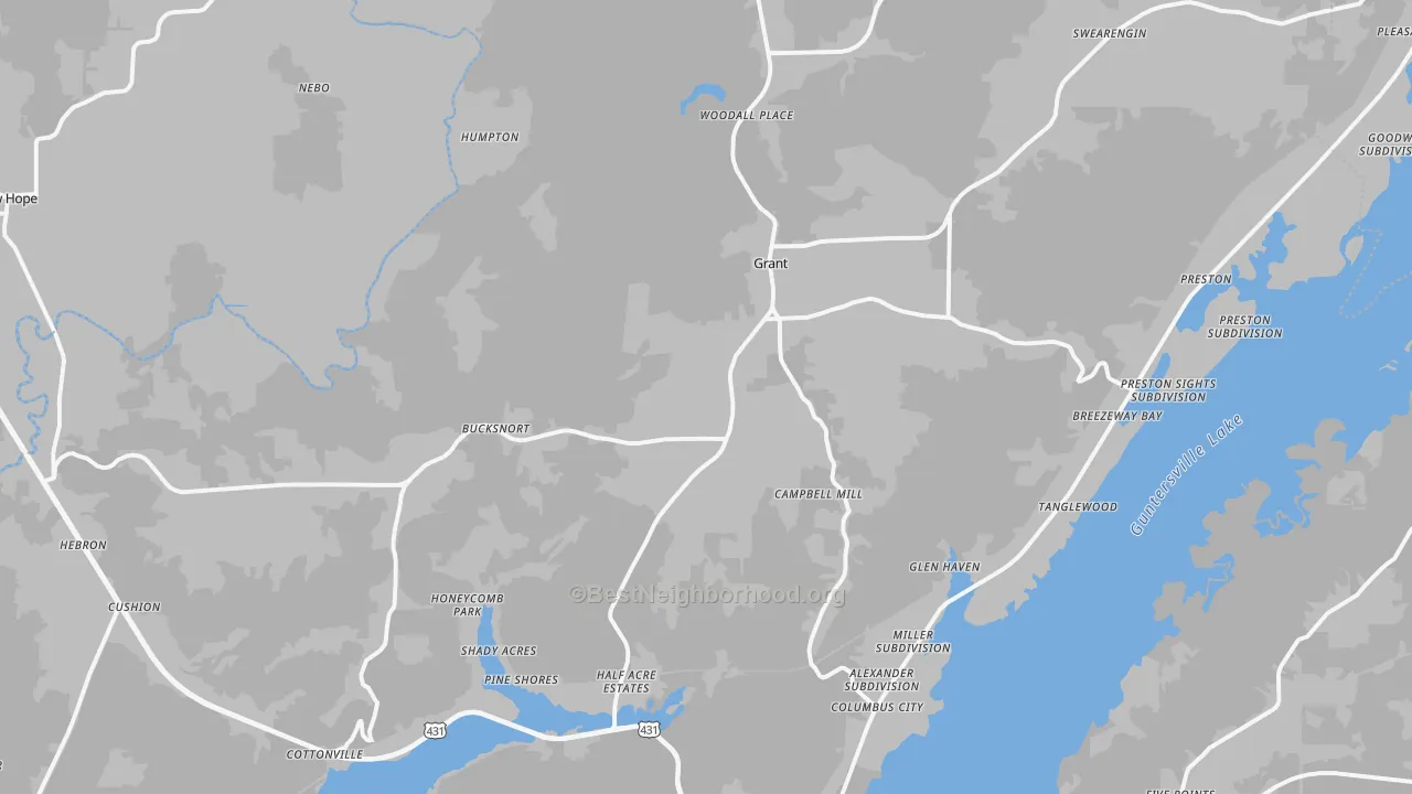 Transit Grade map of Grant, AL