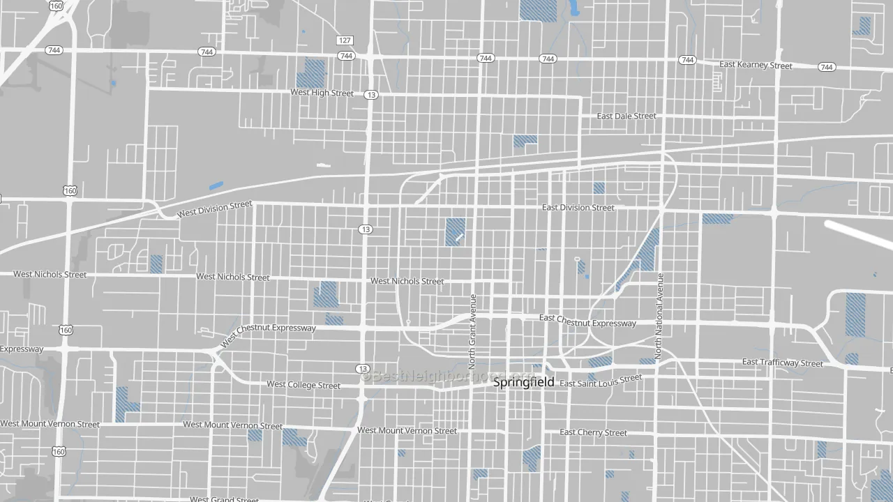 Transit Grade map of Grant Beach, Springfield, MO