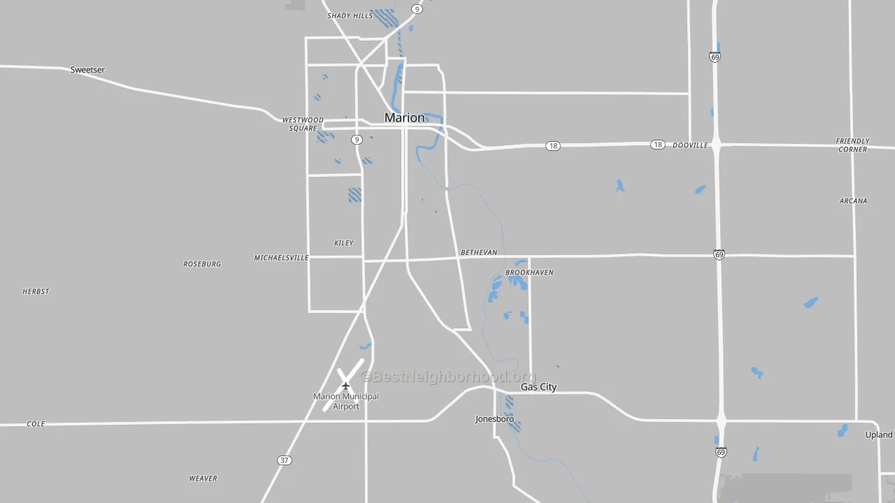 Transit Grade map of Grant County, IN