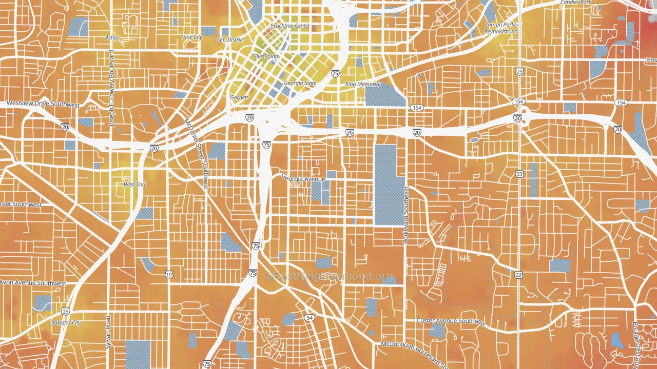 Transit Grade map of Grant Park, Atlanta, GA