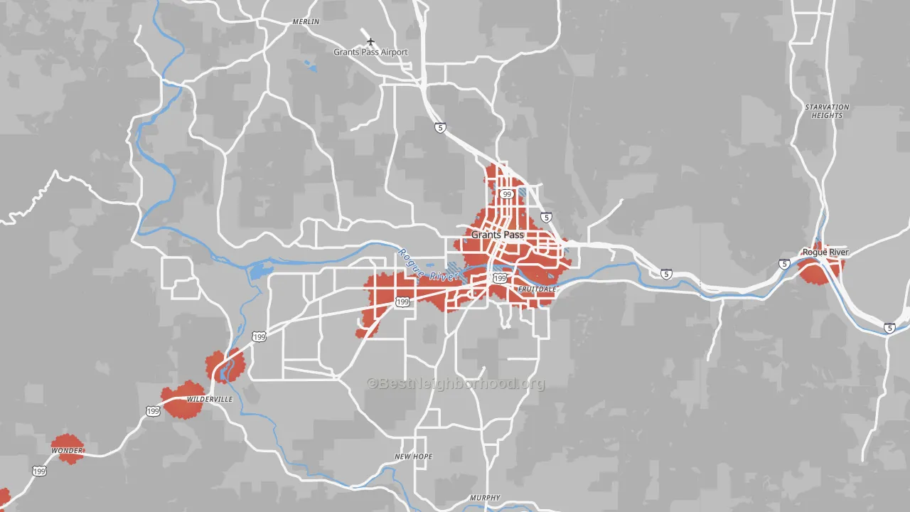 Transit Grade map of Grants Pass, OR