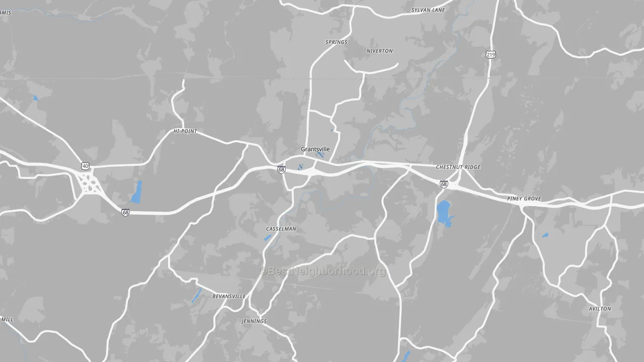 Transit Grade map of Grantsville, MD