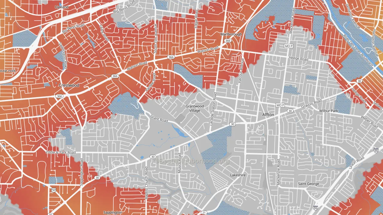 Transit Grade map of Grantwood Village, MO