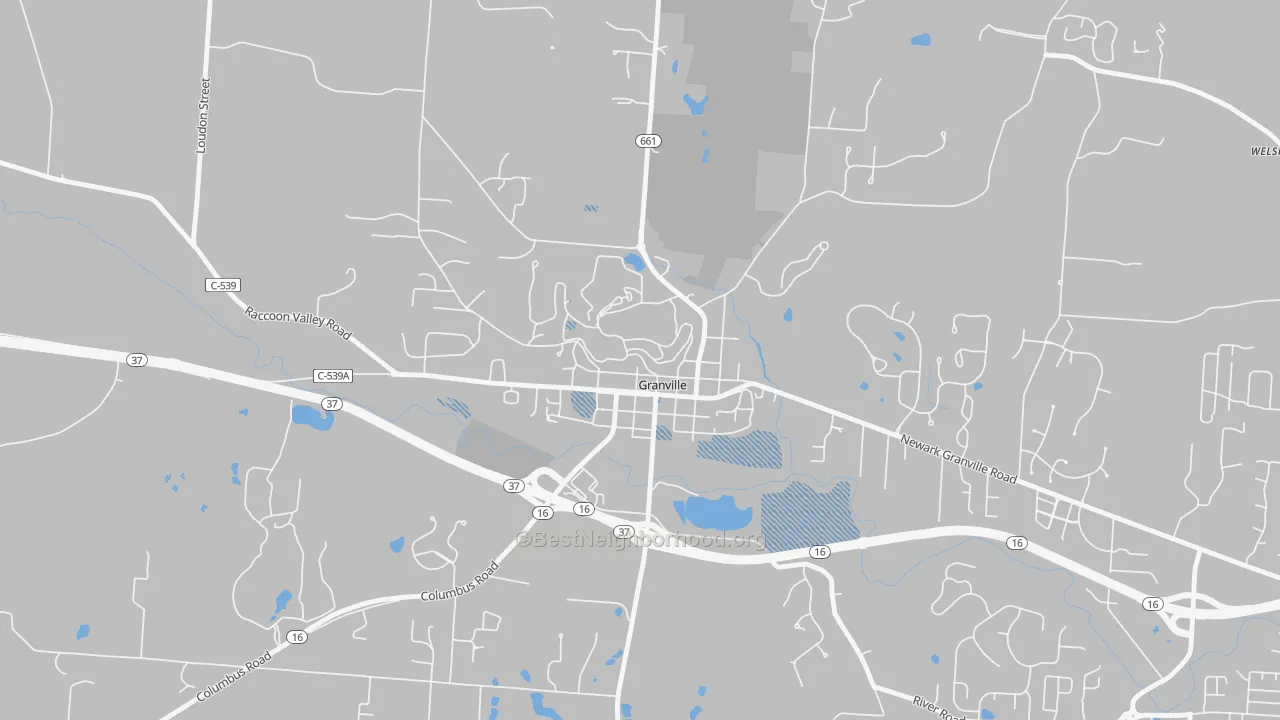 Transit Grade map of Granville Historic District, Granville, OH