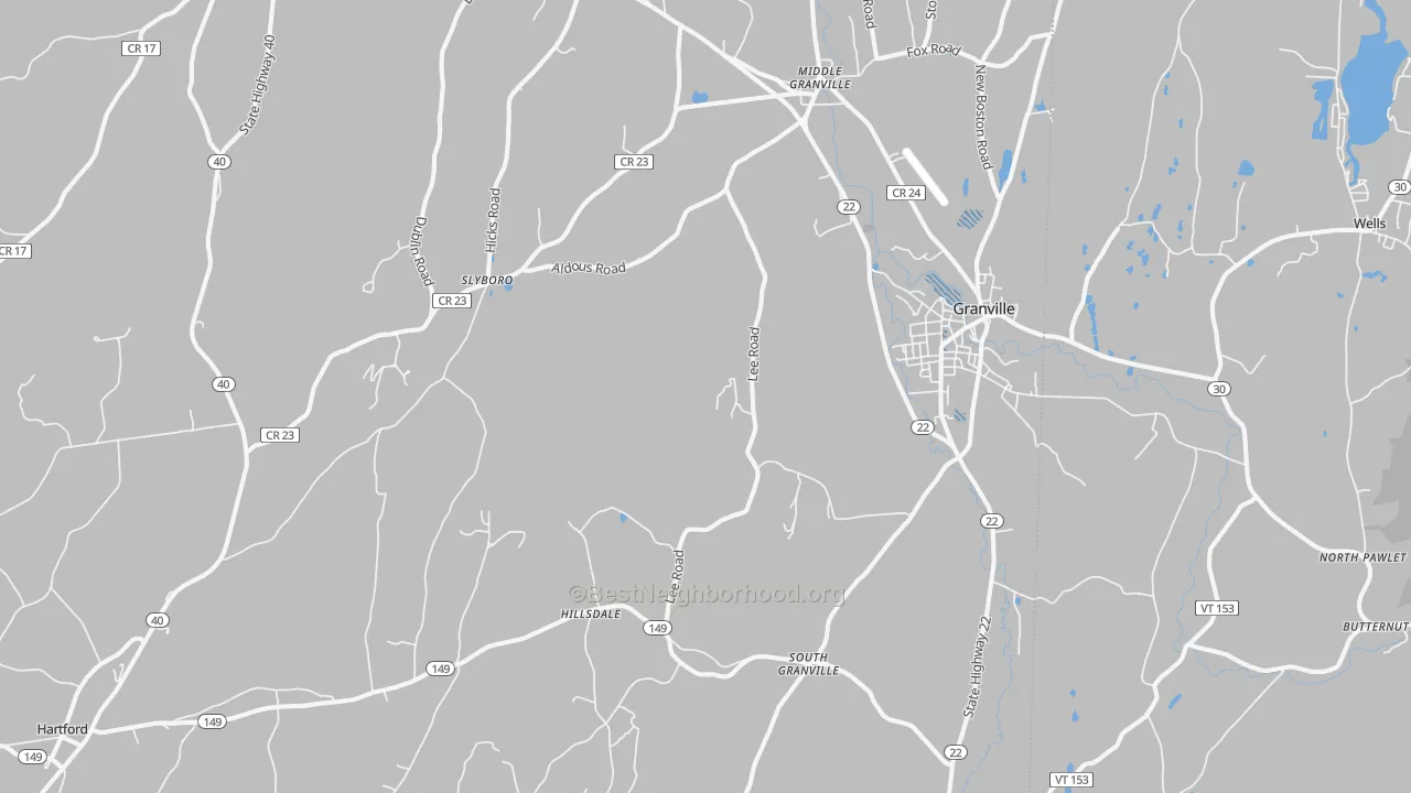 Transit Grade map of Granville, NY