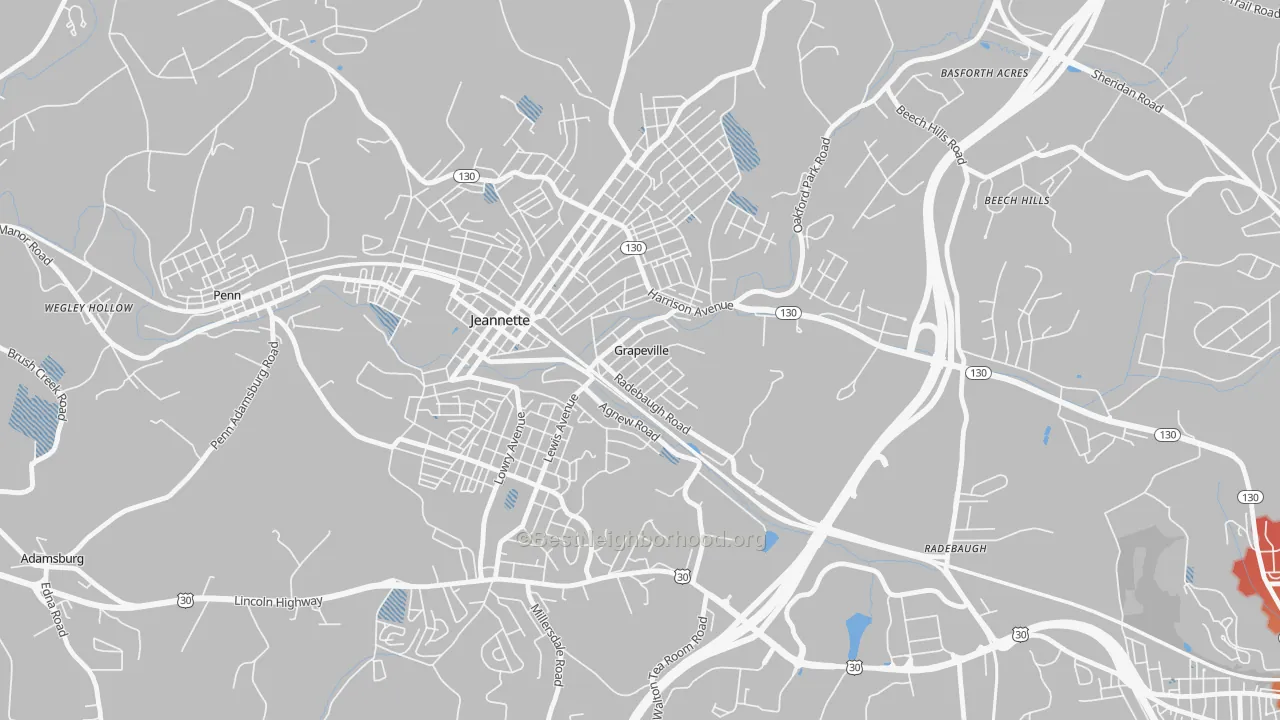 Transit Grade map of Grapeville, PA