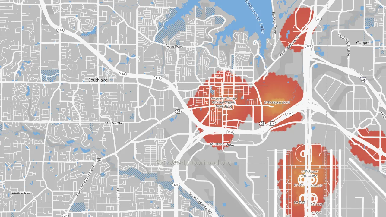 Transit Grade map of Grapevine, TX