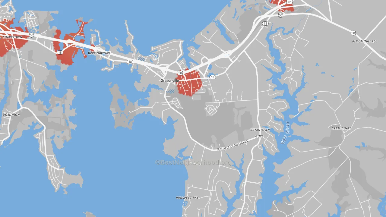 Transit Grade map of Grasonville, MD