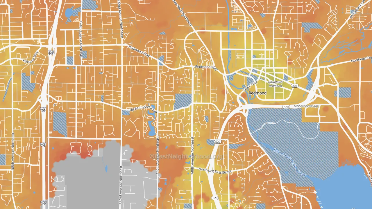 Transit Grade map of Grass Lawn, Redmond, WA