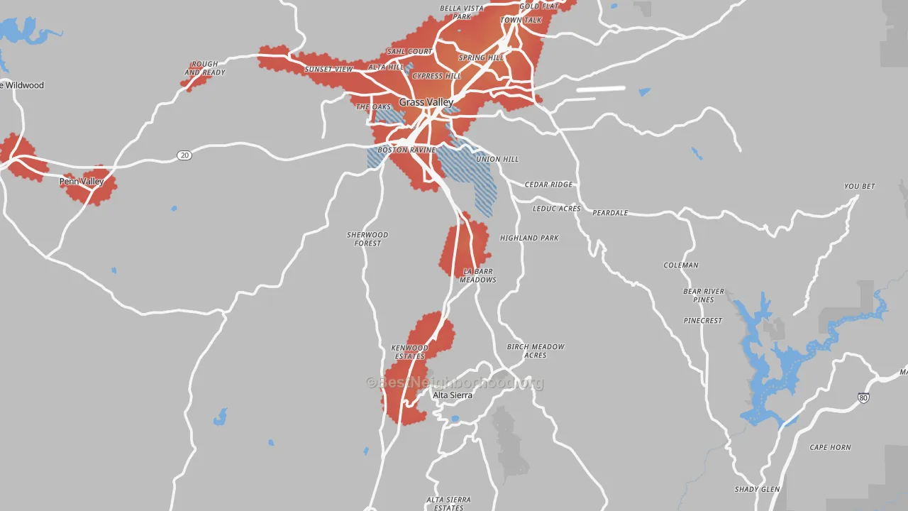 Transit Grade map of Grass Valley, CA