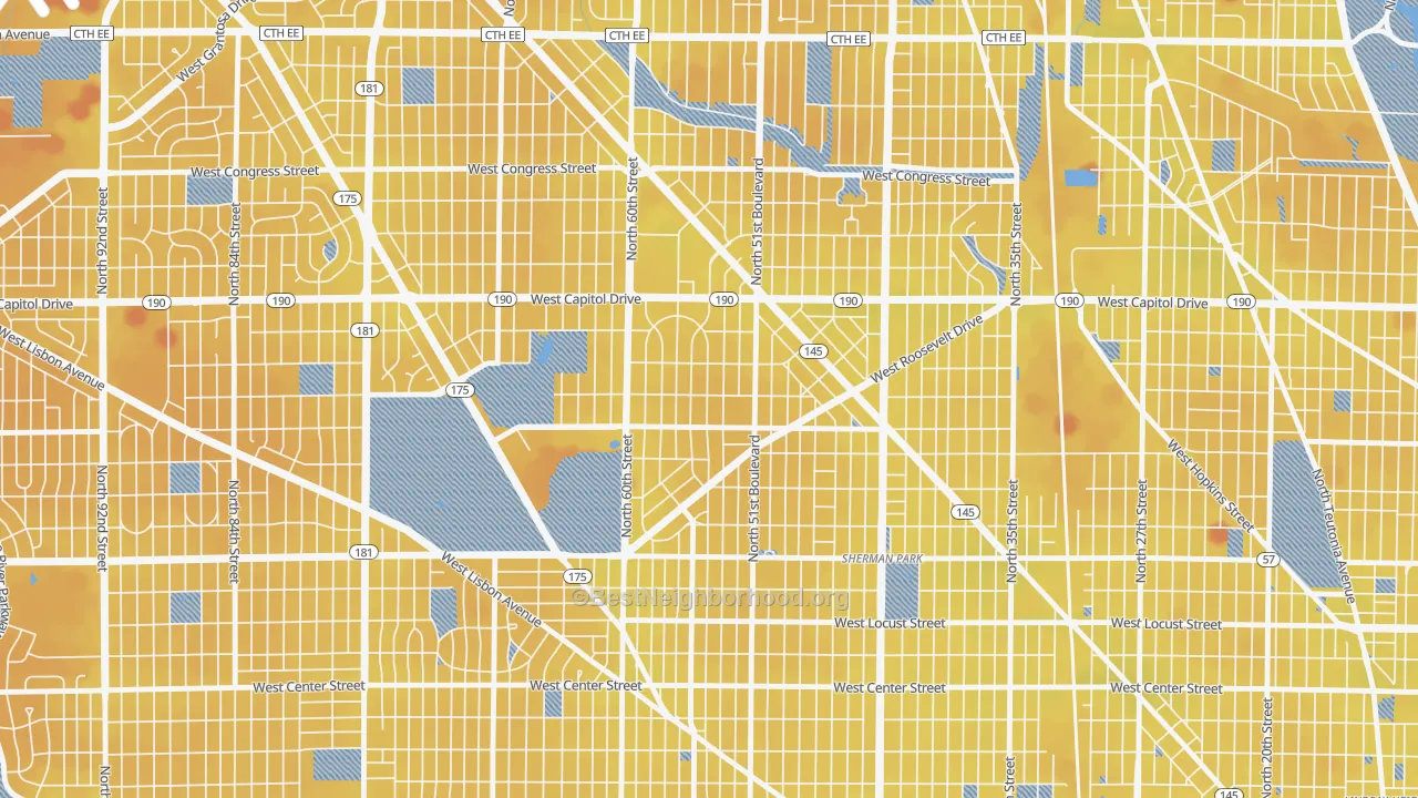 Transit Grade map of Grasslyn Manor, Milwaukee, WI