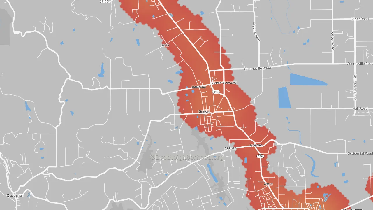 Transit Grade map of Graton, CA