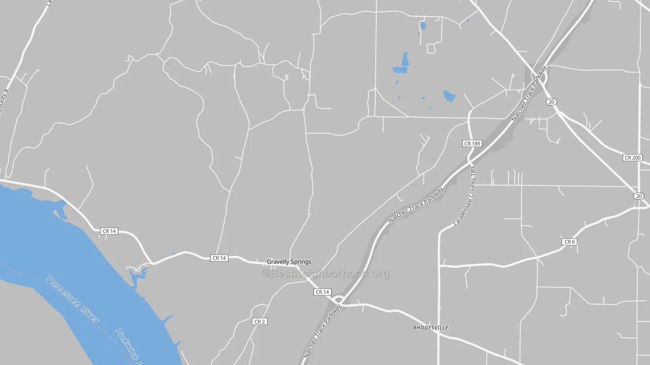 Transit Grade map of Gravelly Springs, AL