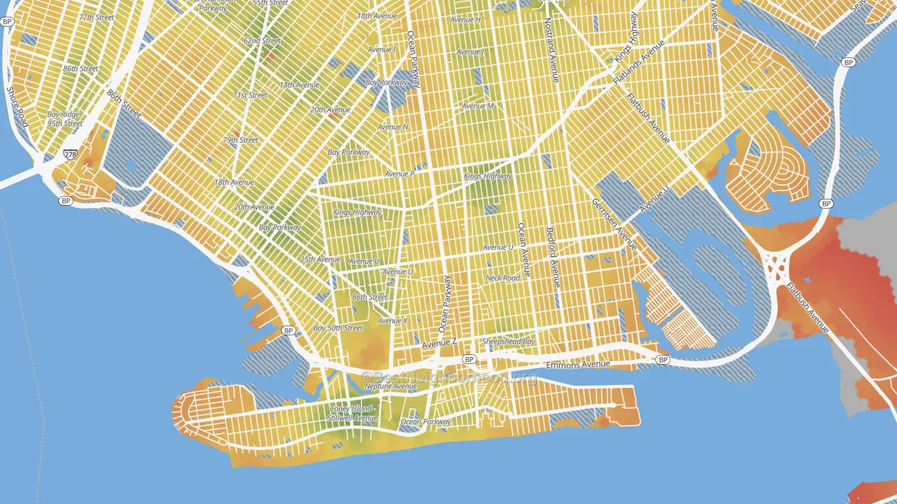 Transit Grade map of Gravesend-Sheepshead Bay, Brooklyn, NY