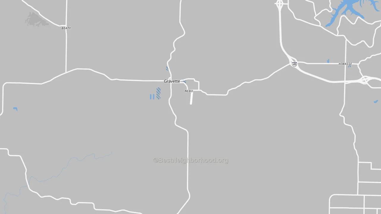 Transit Grade map of Gravette, AR