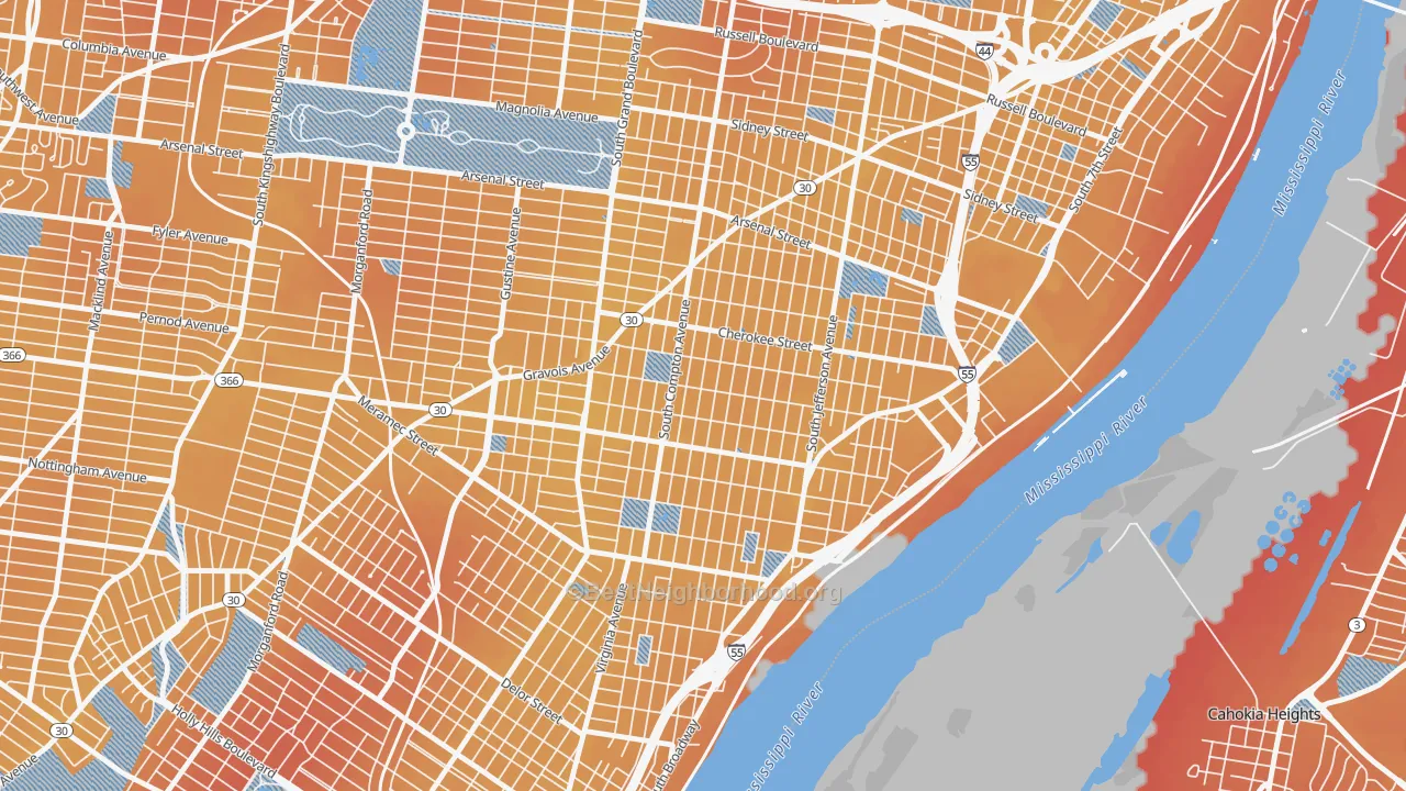 Transit Grade map of Gravois Park, St. Louis, MO