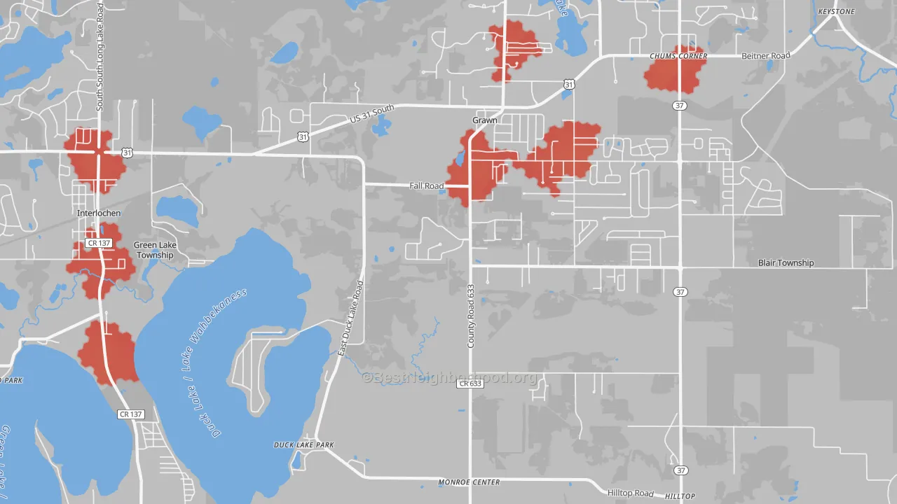 Transit Grade map of Grawn, MI