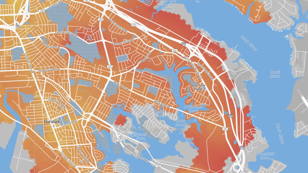 Transit Grade map of Gray Haven, Dundalk, MD