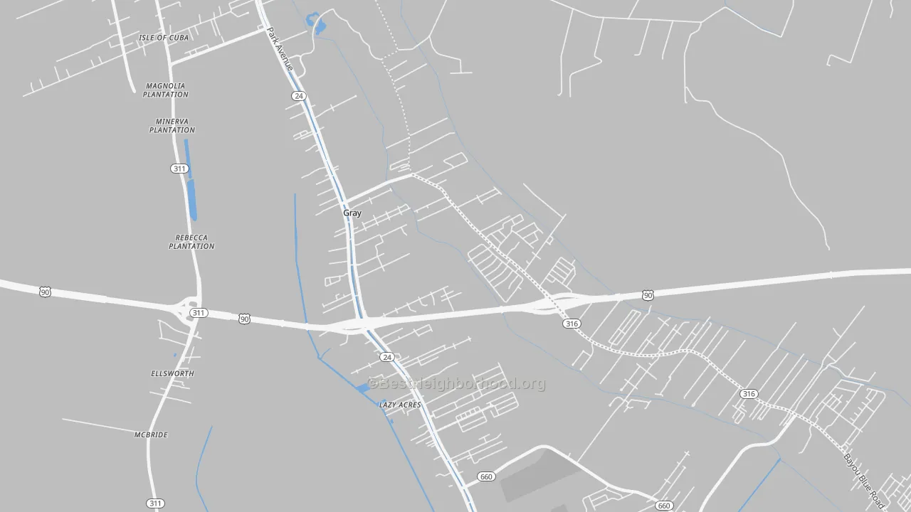 Transit Grade map of Gray, LA