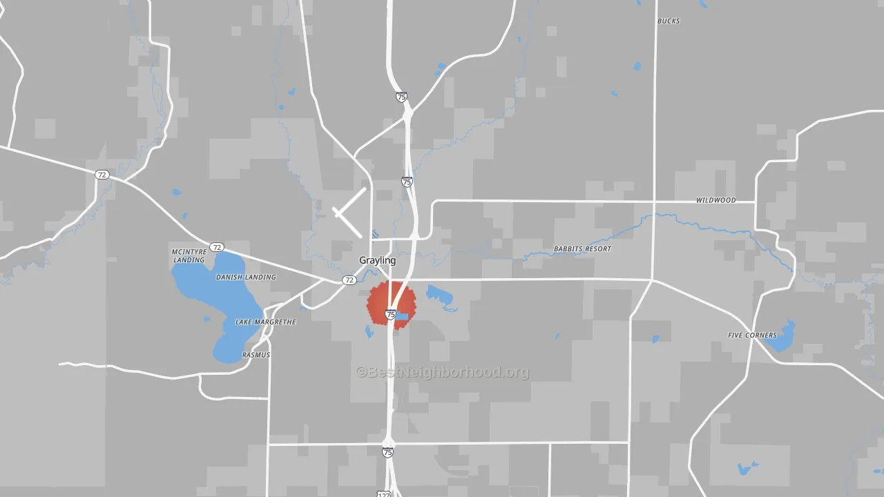 Transit Grade map of Grayling, MI