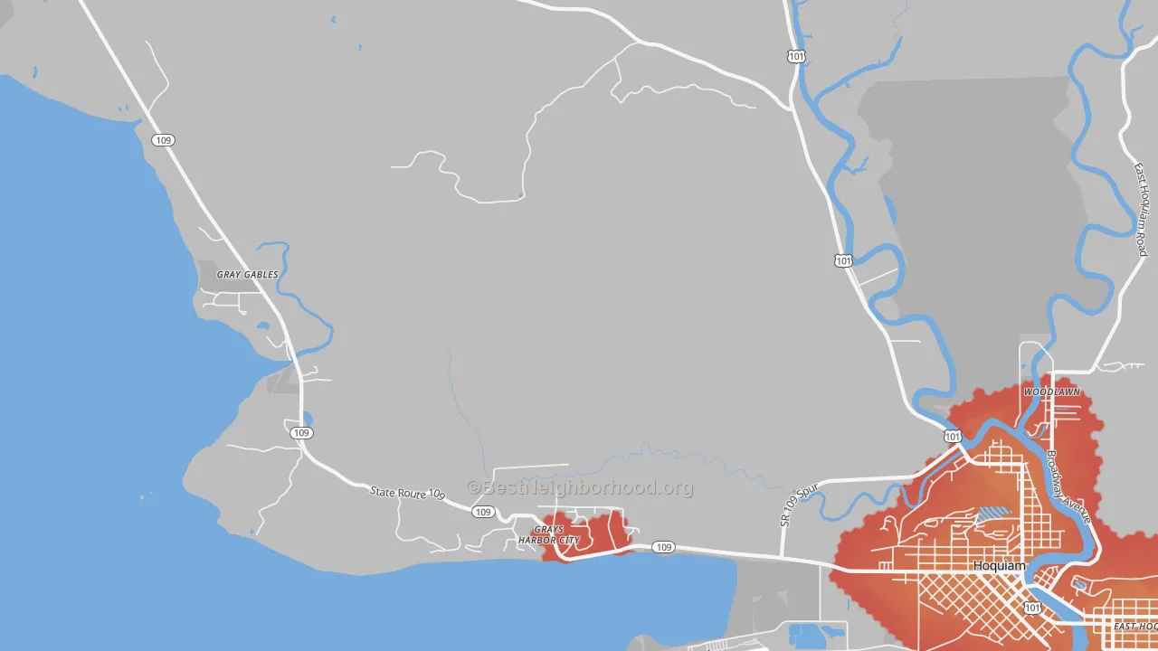Transit Grade map of Grays Harbor City, WA
