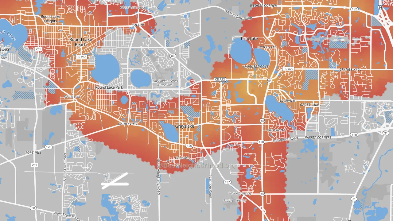 Transit Grade map of Grayslake, IL