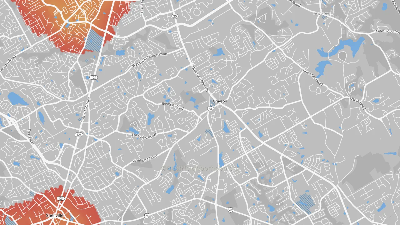 Transit Grade map of Grayson, GA