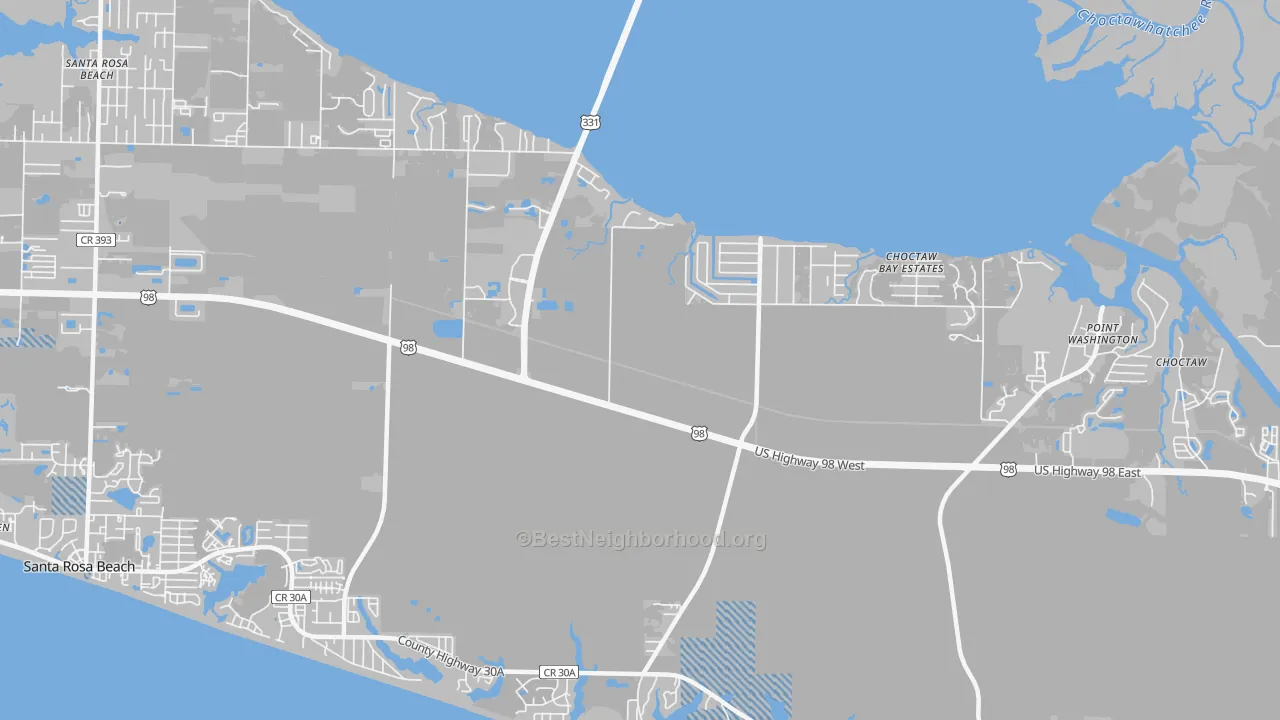 Transit Grade map of Grayton Beach, FL