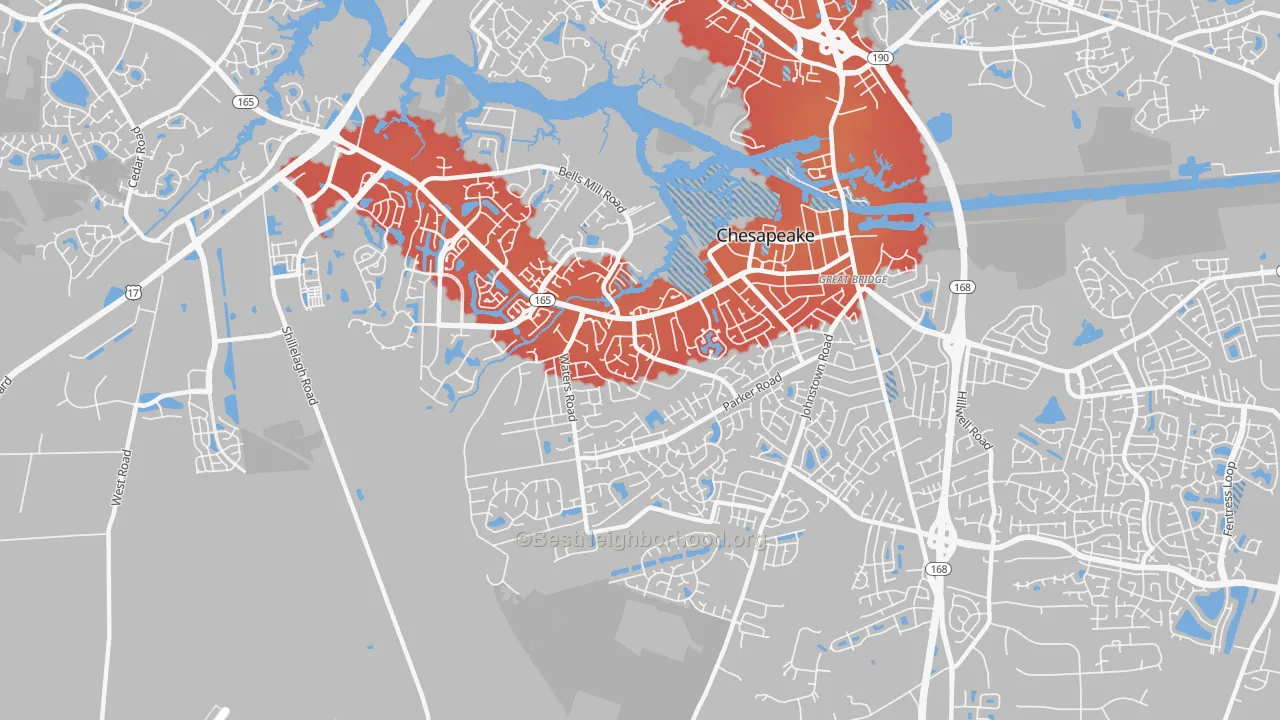 Transit Grade map of Great Bridge, Chesapeake, VA